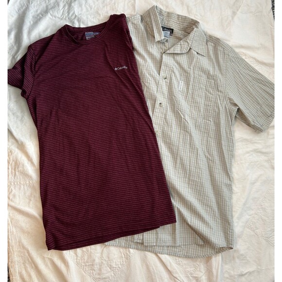 Columbia mens Short Sleeve Button Up and TShirt Lot Size L - Picture 1 of 12